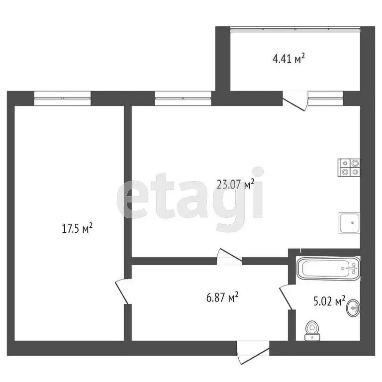 1-комнатная квартира: Тюмень, улица Тимофея Кармацкого, 9 (52.8 м) - Фото 1