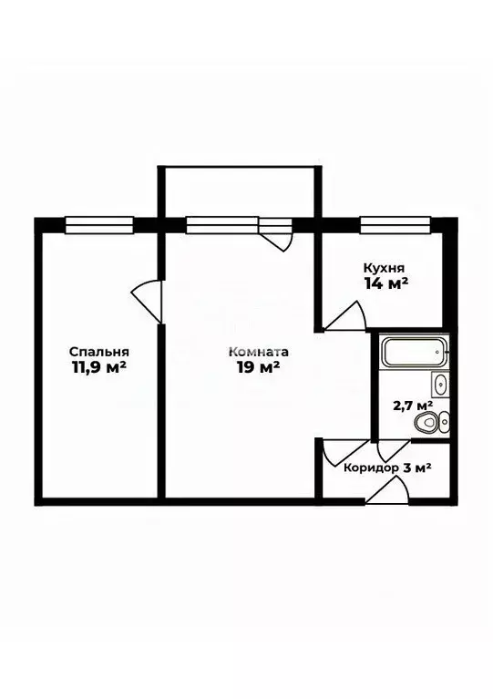 2-к кв. Челябинская область, Челябинск ул. Калинина, 18 (42.6 м) - Фото 1