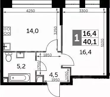 1-к кв. Москва ул. Шеногина, 2С3 (40.1 м) - Фото 1