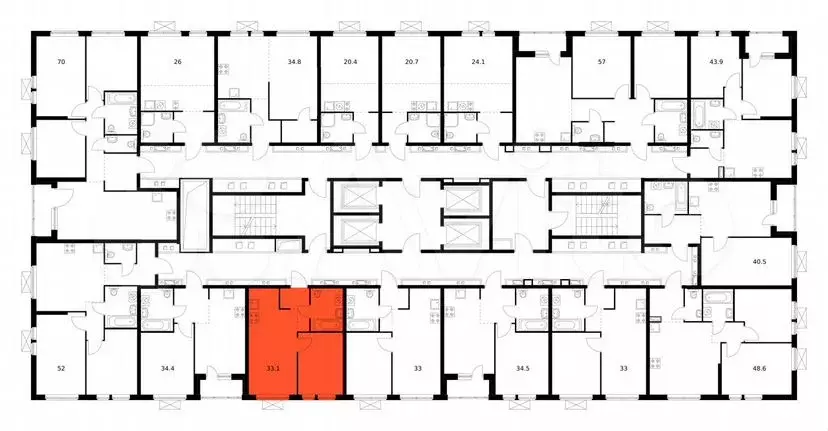 1-к. квартира, 33,1м, 22/28эт. - Фото 1