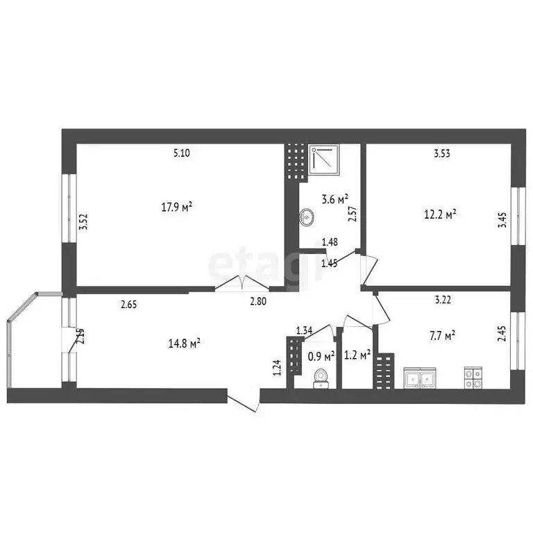 2-комнатная квартира: Прохладный, улица Берегового, 5 (57.6 м) - Фото 1