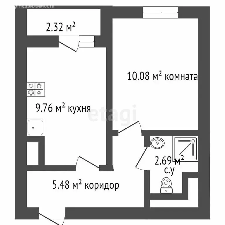 1-комнатная квартира: Краснодар, улица Евгении Жигуленко, 13к2 (33.8 ... - Фото 1