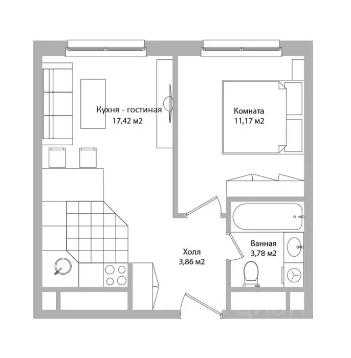 2-к кв. Московская область, Мытищи Троицкая ул., 3Г (36.2 м) - Фото 1