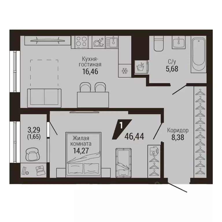 1-к кв. Свердловская область, Екатеринбург Центральный жилрайон, Дом 7 ... - Фото 2