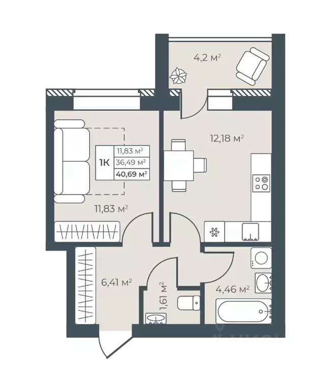 1-к кв. Воронежская область, Павловск ул. Свободы, 29 (40.69 м) - Фото 1