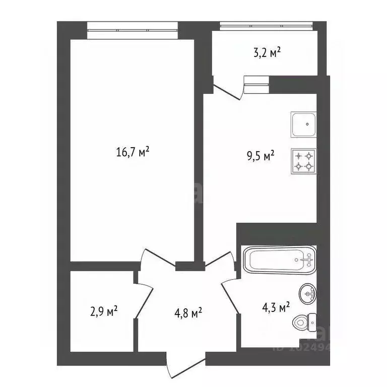 1-к кв. Башкортостан, Уфа ул. Гафури, 56 (37.9 м) - Фото 2