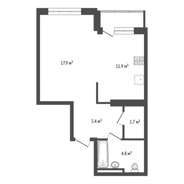 Квартира-студия: Воронеж, улица Берёзовая Роща, 54/1 (42.9 м) - Фото 1
