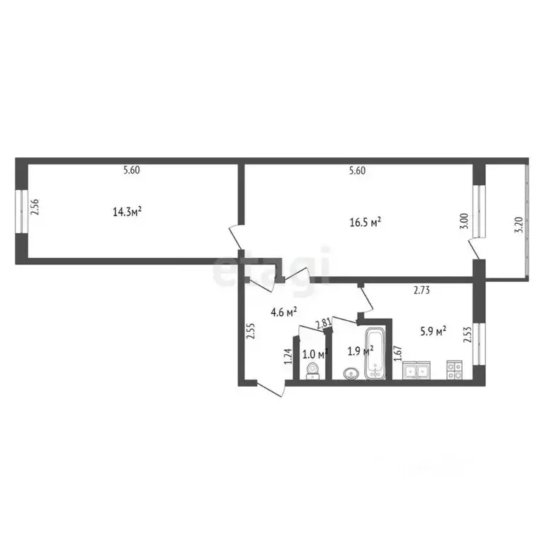 2-к кв. Башкортостан, Стерлитамак ул. Худайбердина, 153 (44.5 м) - Фото 1
