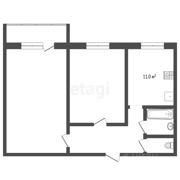 2-к кв. Владимирская область, Муром Ленинградская ул., 36/2 (52.2 м) - Фото 1