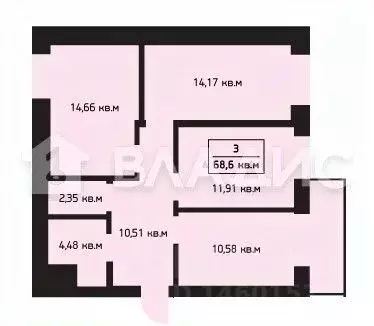 3-к кв. Бурятия, Улан-Удэ 47-й кв-л, ул. Конечная, 10к1 (69.6 м) - Фото 2