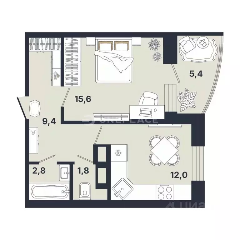 1-к кв. Санкт-Петербург ул. Бутлерова, 9к2 (41.6 м) - Фото 2