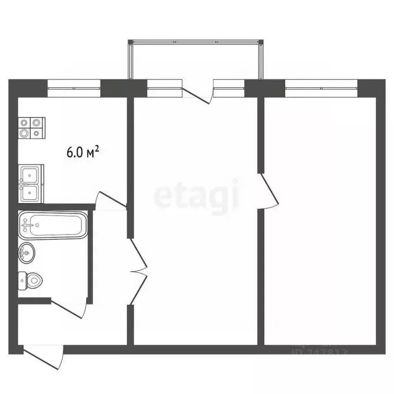 2-к кв. Московская область, Коломна ул. Ленина, 56 (45.7 м) - Фото 0