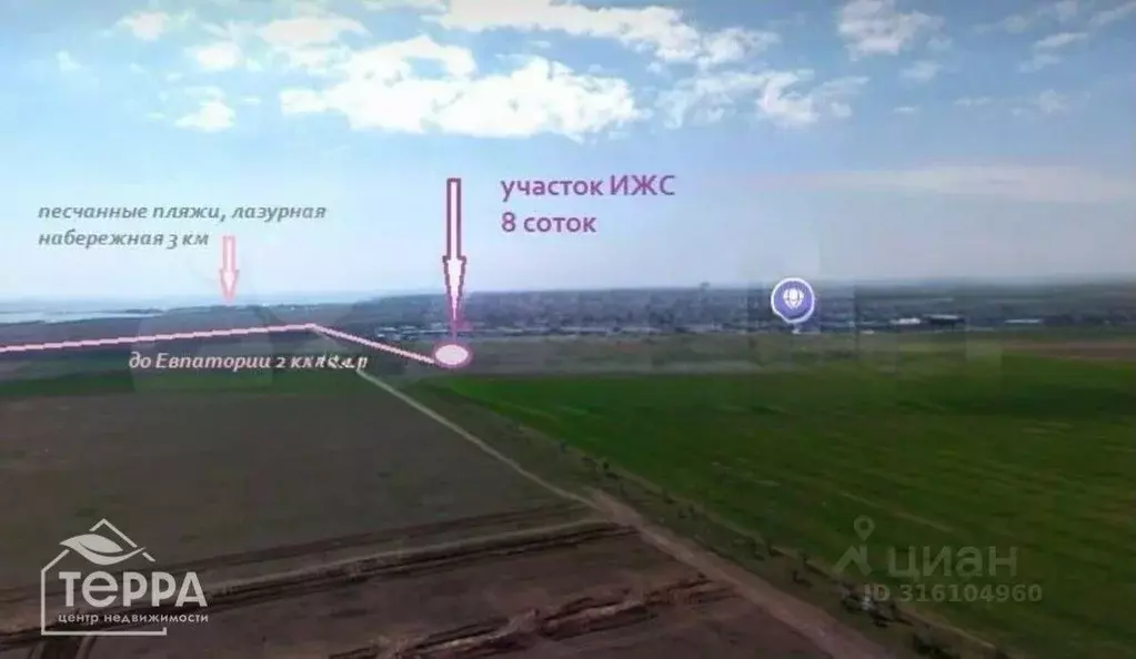 Участок в Крым, Сакский район, с. Уютное ул. Заводская, 2 (8.0 сот.) - Фото 1