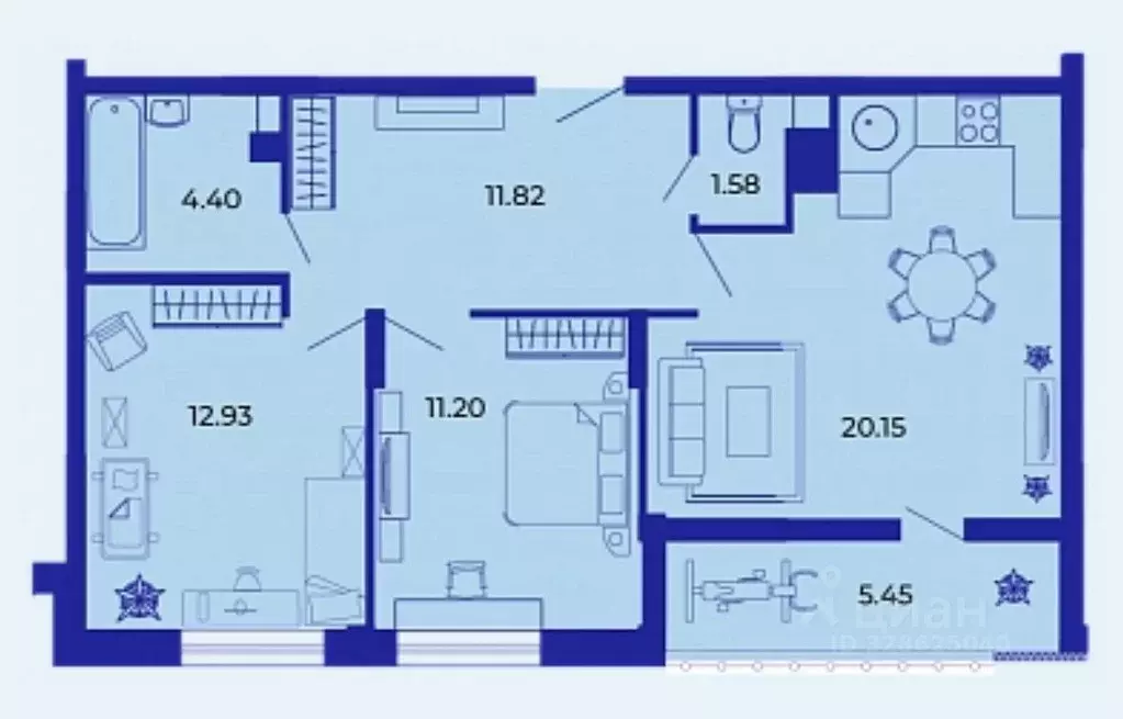2-к кв. Брянская область, Брянск ул. Имени О.С. Визнюка, 18 (67.53 м) - Фото 1