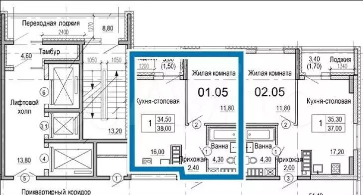 1-к. квартира, 40 м, 5/26 эт. - Фото 0