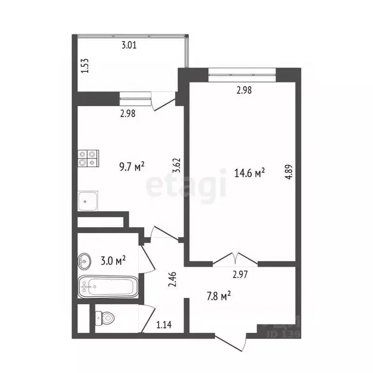 1-к кв. Тюменская область, Тюмень ул. Николая Федорова, 17 (36.4 м) - Фото 1