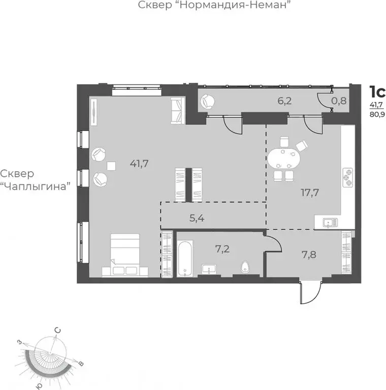 Квартира-студия: Новосибирск, улица Аэропорт, 49 (80.9 м) - Фото 0