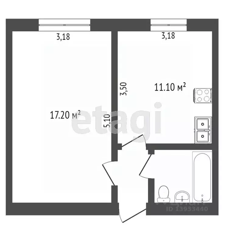 1-к кв. Тюменская область, Тюмень ул. 30 лет Победы, 73 (30.6 м) - Фото 2