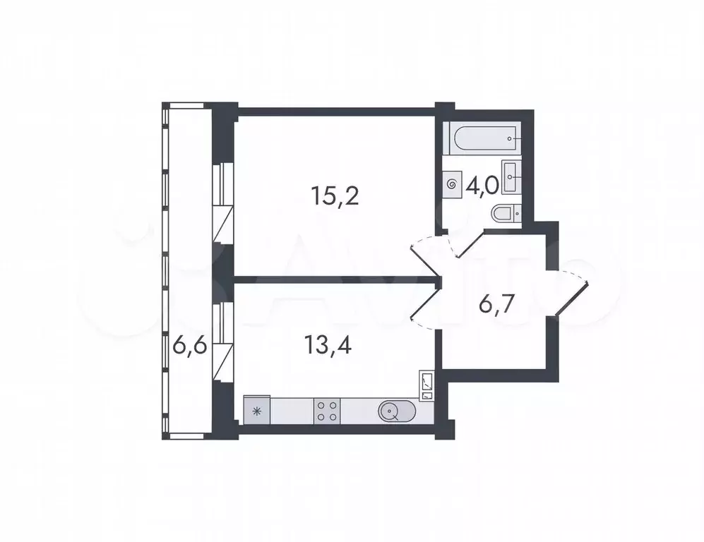 1-к. квартира, 45,9 м, 4/16 эт. - Фото 0