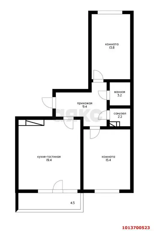 2-комнатная квартира: Краснодар, Домбайская улица, 55к4 (68 м) - Фото 0