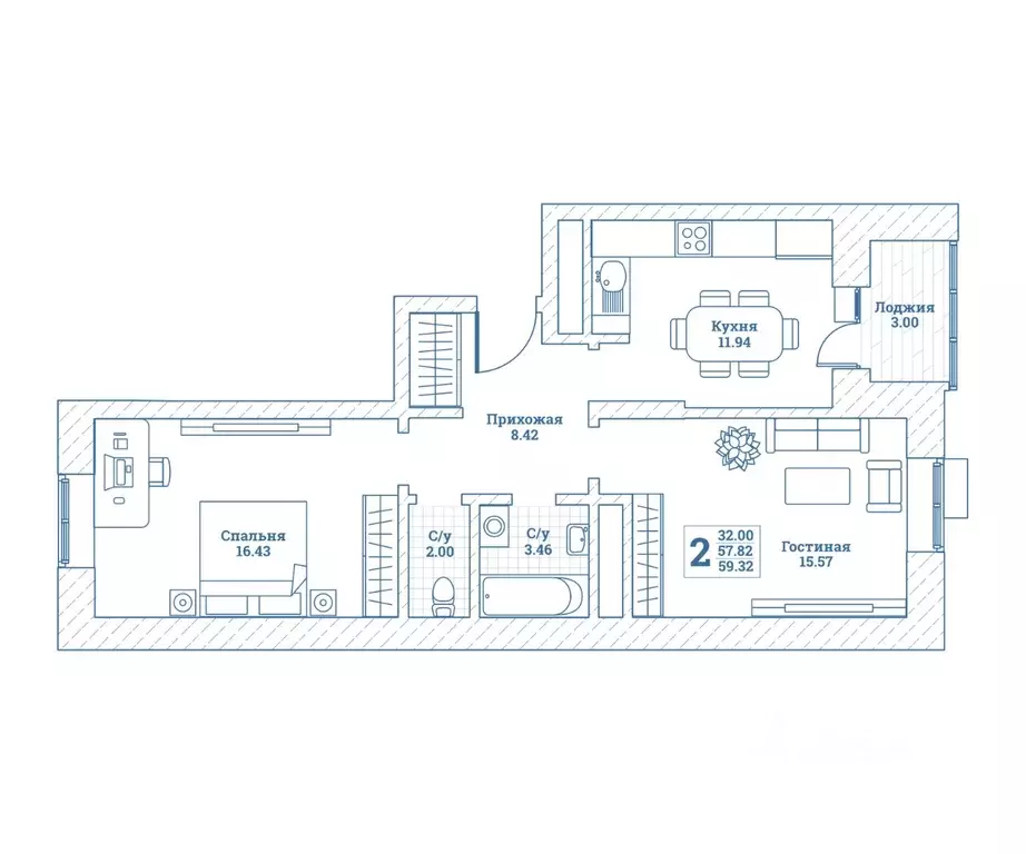 2-к кв. Московская область, Щелково городской округ, Монино пгт ул. ... - Фото 1