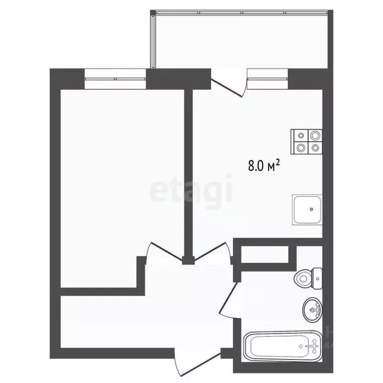 1-к кв. Тюменская область, Тюмень Велижанская ул., 66к1 (30.8 м) - Фото 1