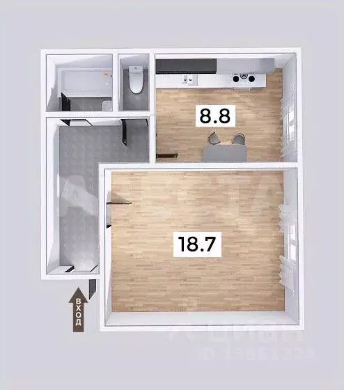 1-к кв. Омская область, Омск ул. Богдана Хмельницкого, 44 (38.0 м) - Фото 1