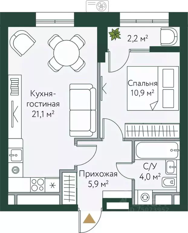 1-к кв. Волгоградская область, Волгоград Новосибирская ул., 74с1 (44.1 ... - Фото 0