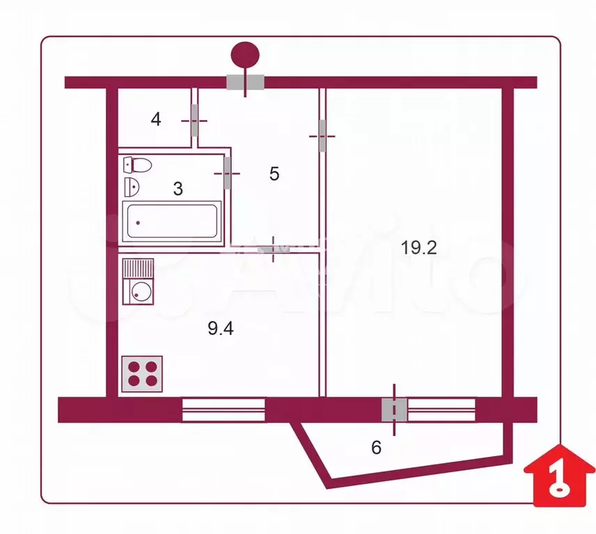 1-к. квартира, 38 м, 7/9 эт. - Фото 0