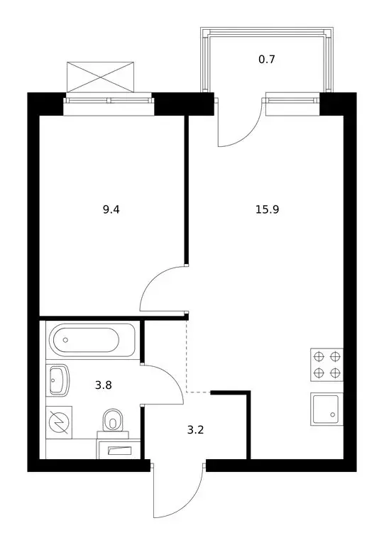 1-комнатная квартира: Утечино, жилой комплекс Савин Парк (33 м) - Фото 1