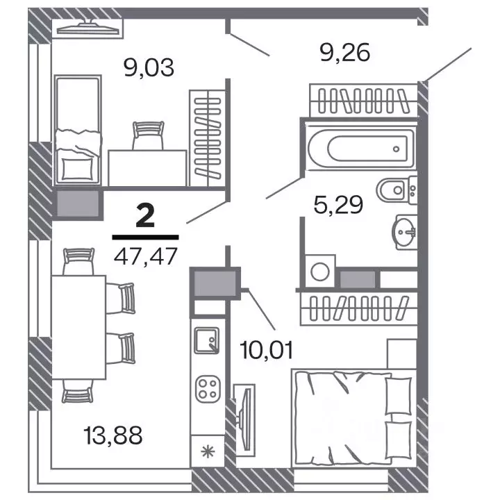 2-к кв. Рязанская область, Рязань Петра и Февронии жилой комплекс ... - Фото 1