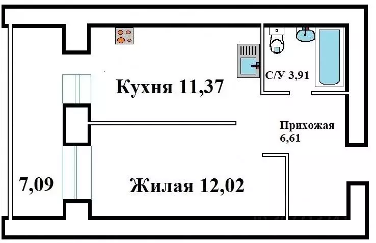 1-к кв. Орловская область, Орел ул. Бурова, 50 (37.46 м) - Фото 1