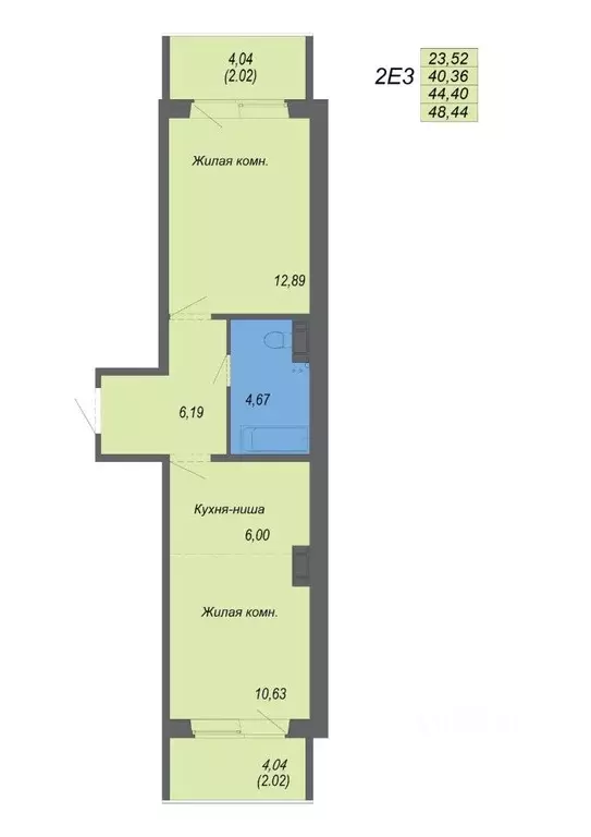 2-к кв. Хабаровский край, Хабаровск Совхозная ул., 73/2 (48.44 м) - Фото 1