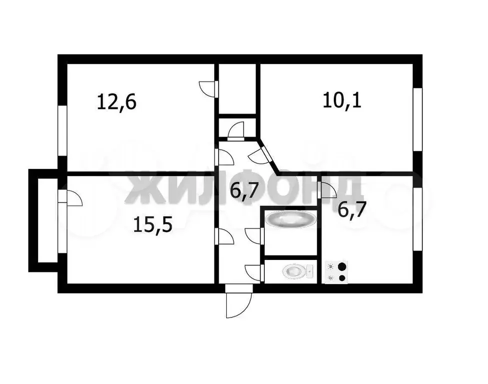 3-к. квартира, 57,5 м, 4/5 эт. - Фото 0