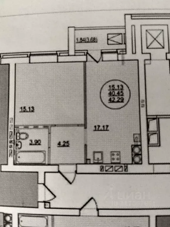 1-к кв. Марий Эл, Йошкар-Ола Театральный мкр, 280-й кв-л,  (42.29 м) - Фото 2