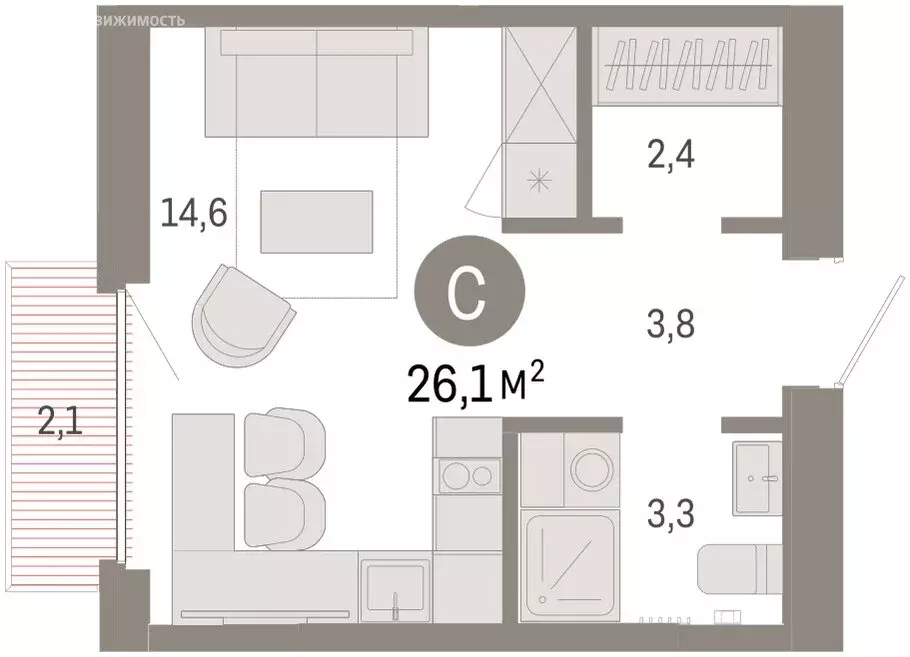 Квартира-студия: Екатеринбург, микрорайон Академический, 19-й квартал, ... - Фото 1