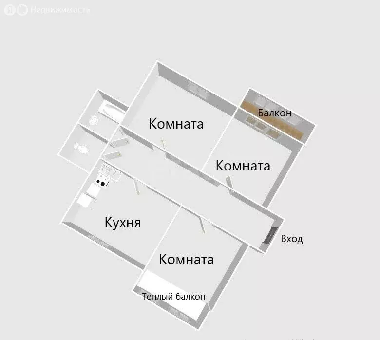 3-комнатная квартира: село Троицкое, улица Матросова, 23 (76 м) - Фото 1