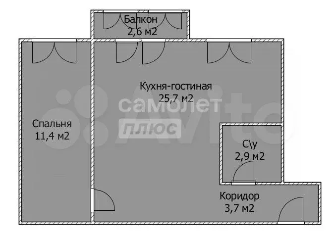 2-к. квартира, 43,7 м, 3/5 эт. - Фото 1