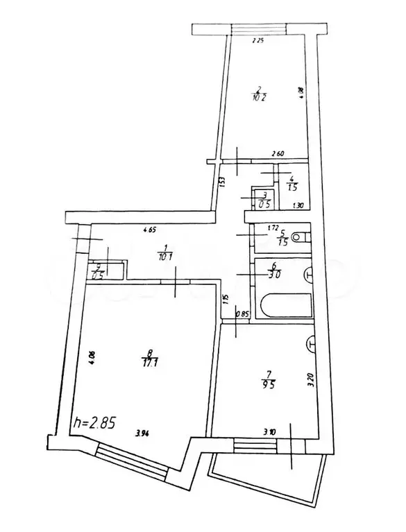 2-к. квартира, 53,9 м, 5/5 эт. - Фото 0