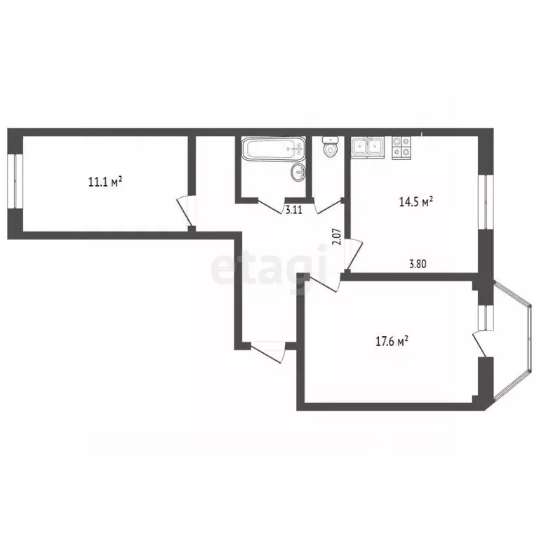 2-к кв. Ямало-Ненецкий АО, Губкинский 17-й мкр, 5 (62.0 м) - Фото 1