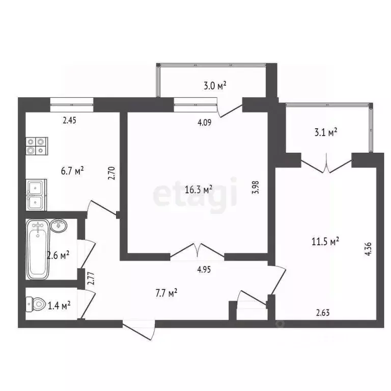 2-к кв. Крым, Евпатория просп. Победы, 39 (46.7 м) - Фото 1