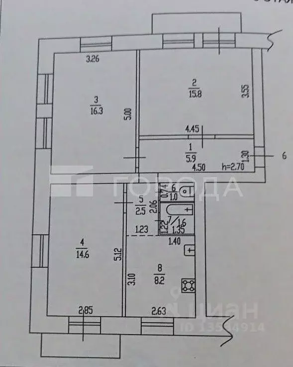 3-к кв. Алтайский край, Барнаул ул. Матросова, 11 (65.9 м) - Фото 2