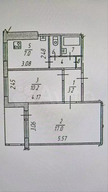 2-к. квартира, 43 м, 3/9 эт. - Фото 0