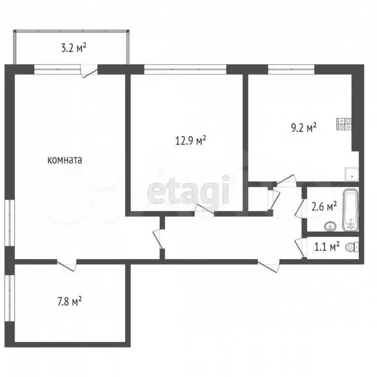 3-к. квартира, 60 м, 9/9 эт. - Фото 0