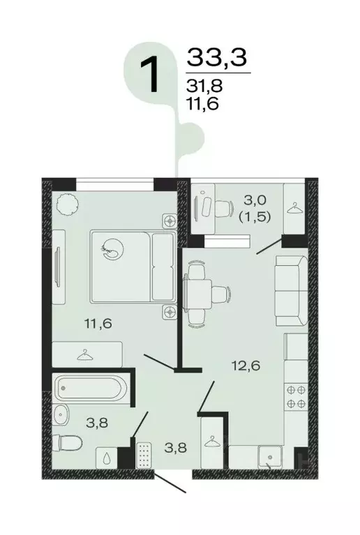 1-к кв. Краснодарский край, Новокубанск Капланово мкр, Эво жилой ... - Фото 1