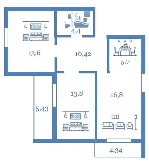 3-к кв. Волгоградская область, Волгоград ул. Алехина, 38 (74.32 м) - Фото 1