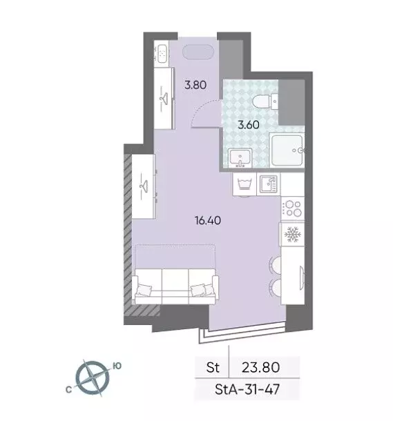 Квартира-студия: Москва, Профсоюзная улица, 84/32с9 (23.6 м) - Фото 1