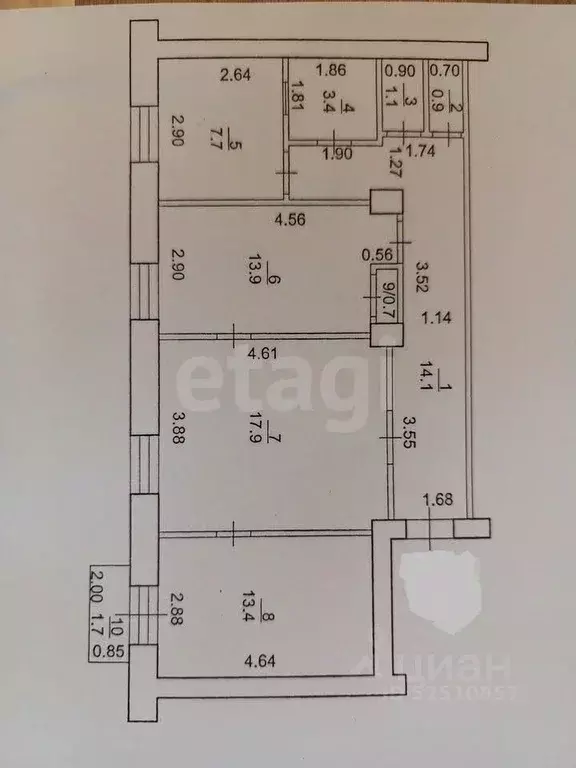 3-к кв. Башкортостан, Салават ул. Гагарина, 18 (73.1 м) - Фото 2
