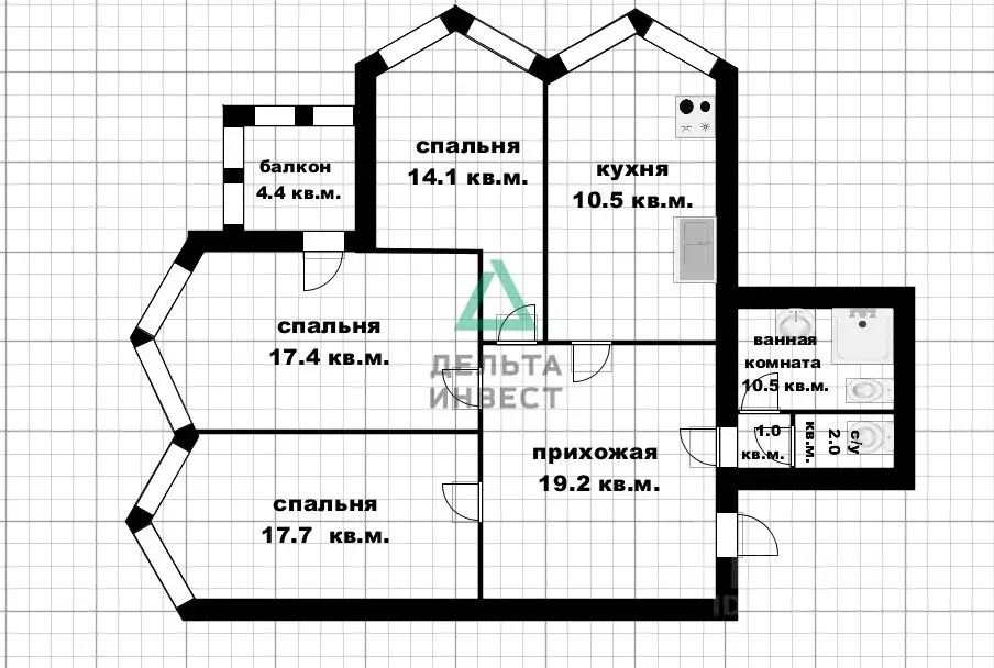 3-к кв. Башкортостан, Уфа Бакалинская ул., 23 (89.6 м) - Фото 2