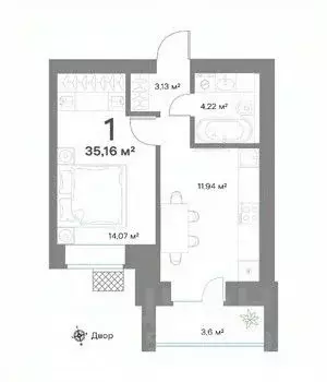 1-к кв. Нижегородская область, Выкса  (35.16 м) - Фото 0